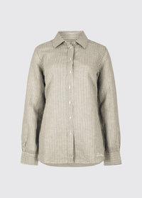 Butterfly Ladies' long sleeve linen shirt- khaki