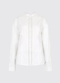 Waterlily Ladies Mandarin Collar Shirt - White