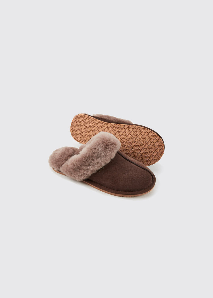 Rockmill Dames Suède Pantoffels - Cigar