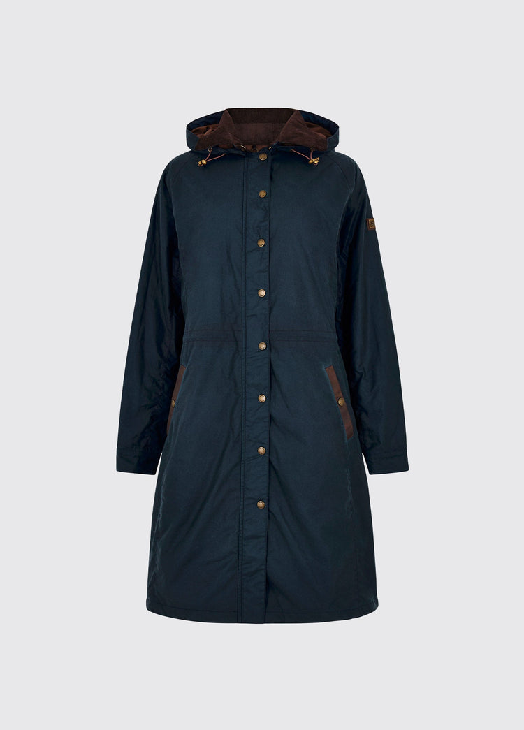 Redington Ladies' Long Waxed Cotton Coat - Storm Blue