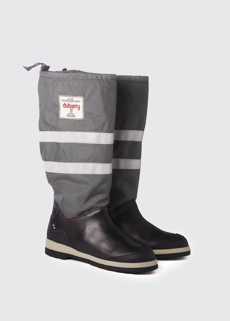 Grey Crosshaven Sailing Boot on a grey studio background