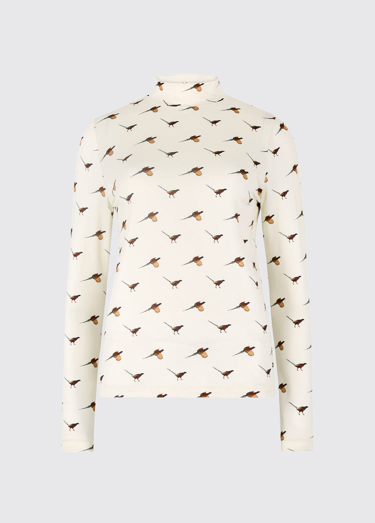 Reynolds Women's soft printed mock neck top - Cream