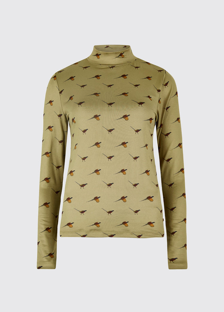 Reynolds Women's soft, printed mock neck top - Dusky Green