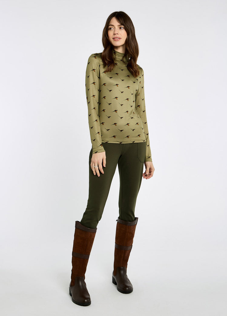 Reynolds Women's soft, printed mock neck top - Dusky Green